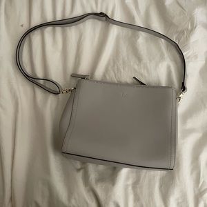 Lo and Sons Grey Leather Crossbody
